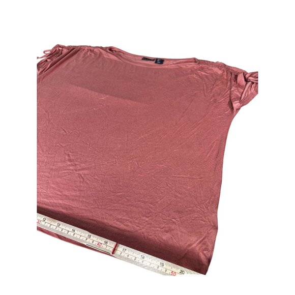 Tahari Womens Large Coral Ruched Sleeve Rayon Blend Top - Picture 6 of 8